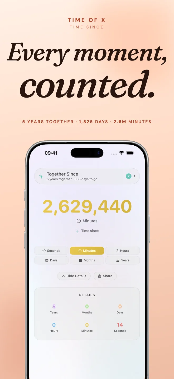 Time of X showing a live milestone counter on iPhone
